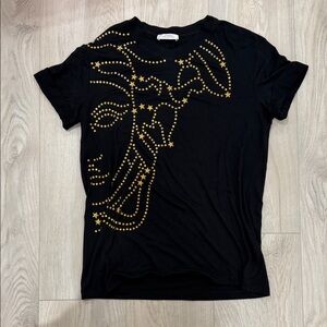 Versace Collection Black Tee with Gold Star Design